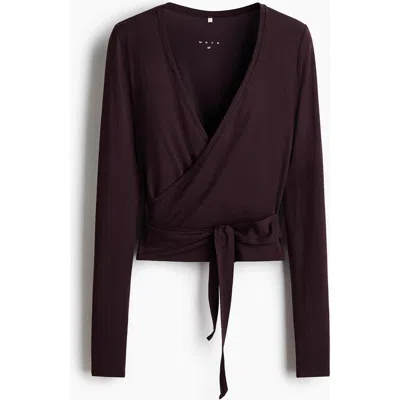 H&m Sports Wrap Top In Modal In Brown
