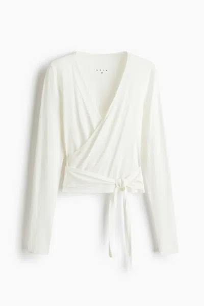 H&m Sports Wrap Top In Modal In White