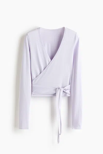 H&m Sports Wrap Top In Modal In Purple