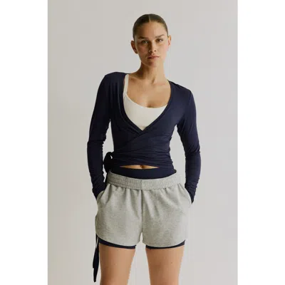 H&m Sports Wrap Top In Modal In Blue