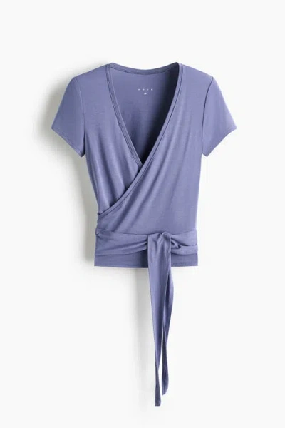 H&m Sports Wrap Top In Modal In Purple