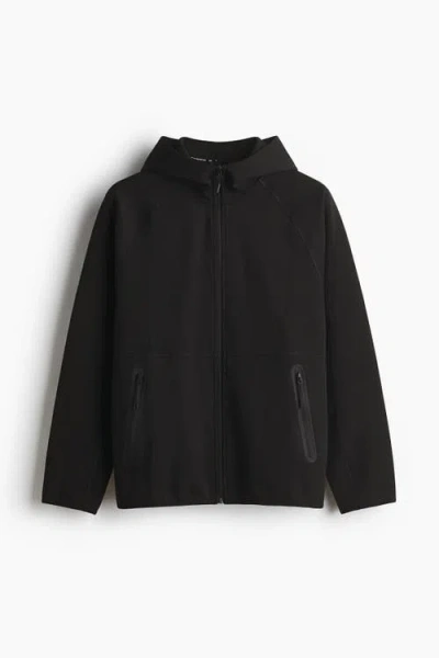 H&m Sports Zip-through Hoodie With Drymove In Black