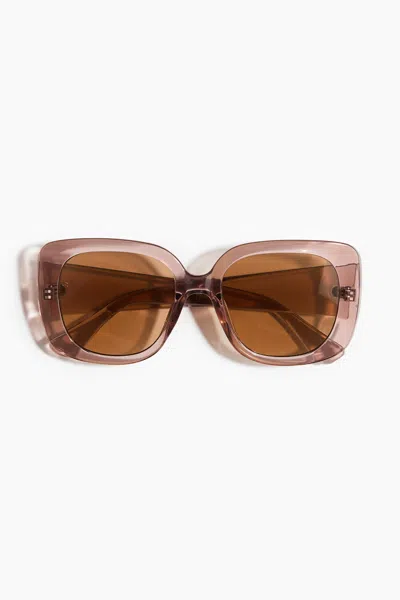 H&m Square Sunglasses In Light Pink