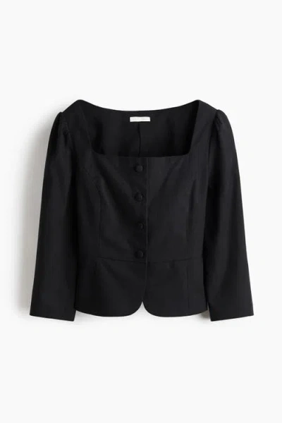 H&m Square-neck Blazer In Black