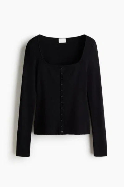 H&m Square-neck Top In Black