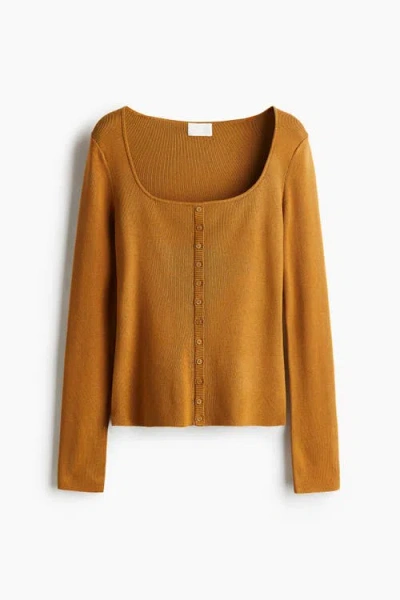 H&m Square-neck Top In Brown