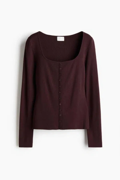 H&m Square-neck Top In Brown