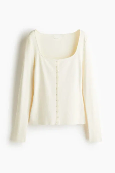 H&m Square-neck Top In White