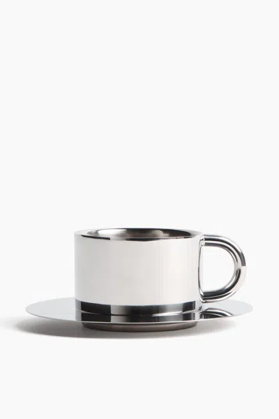 H&m Stainless Steel Cup And Saucer In Silver
