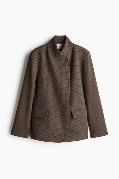 H&m Stand-up Collar Jacket In Brown