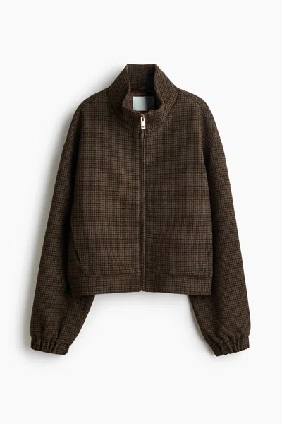 H&m Stand-up Collar Wool-blend Jacket In Brown