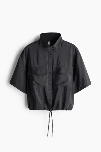 H&m Stand-up-collar Cargo Shirt In Black