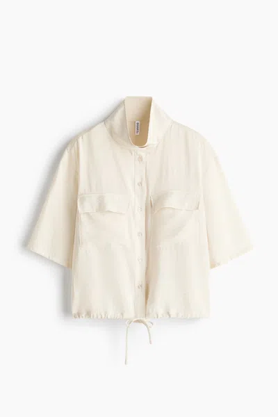 H&m Stand-up-collar Cargo Shirt In White