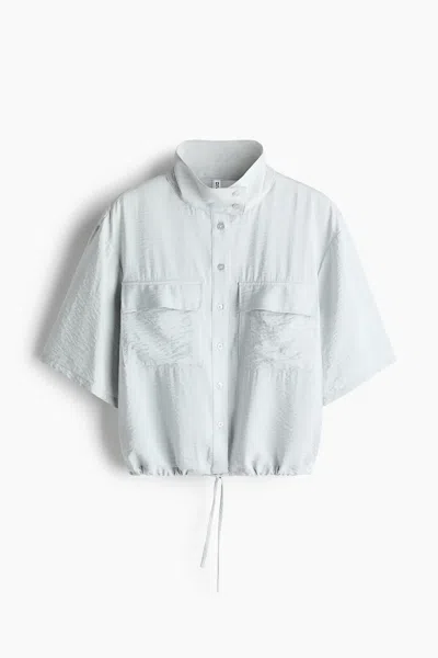 H&m Stand-up-collar Cargo Shirt In Gray