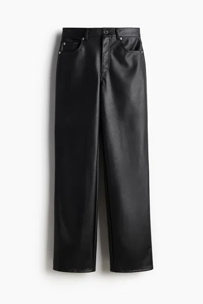 H&m Straight Coated Pants In Black