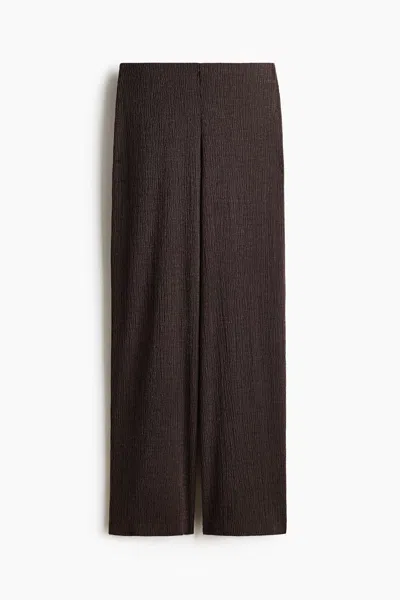 H&m Straight Crinkled Pants In Brown