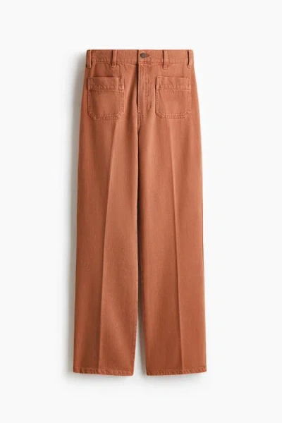 H&m Straight High Jeans In Brown