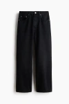 H&m Straight High Waist Ankle Jeans In Black