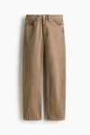 H&m Straight High Waist Ankle Jeans In Brown