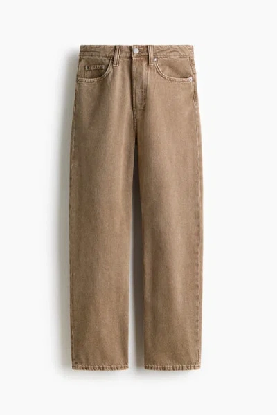 H&m Straight High Waist Ankle Jeans In Brown