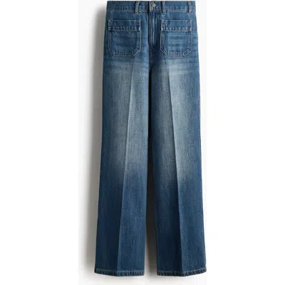 H&m Straight High Waist Jeans In Blue