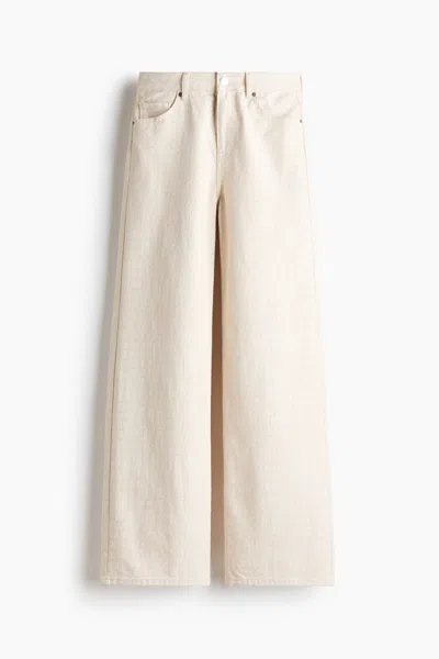 H&m Straight High-waist Jeans In Light Dusty Beige