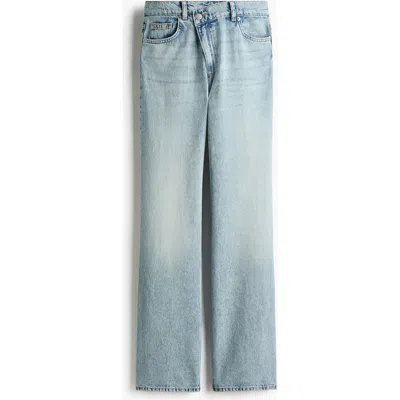 H&m Straight Leg High Waist Jeans In Blue