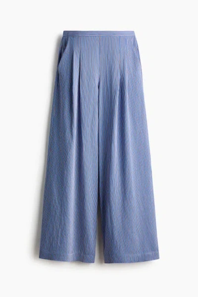 H&m Straight Pull-on Trousers In Blue