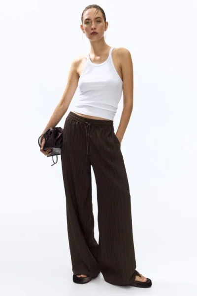 H&m Straight Pull-on Trousers In Brown