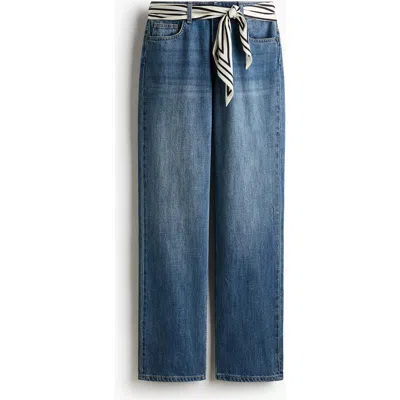 H&m Straight Regular Waist Jeans In Blue