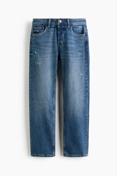 H&m Straight Regular Waist Jeans In Blue