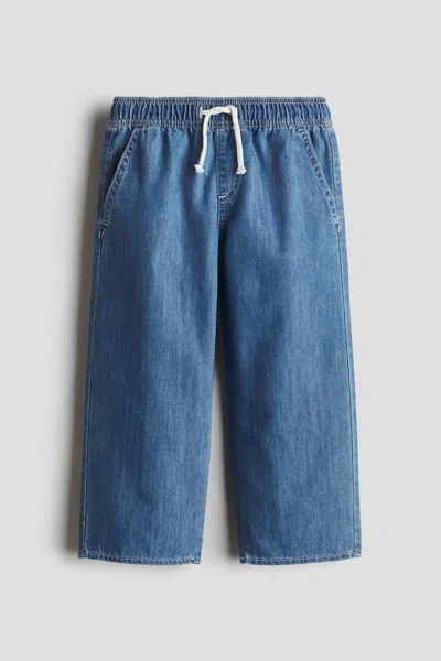 H&m Kids' Straight-cut Denim Joggers In Blue