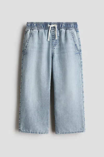 H&m Kids' Straight-cut Denim Joggers In Blue