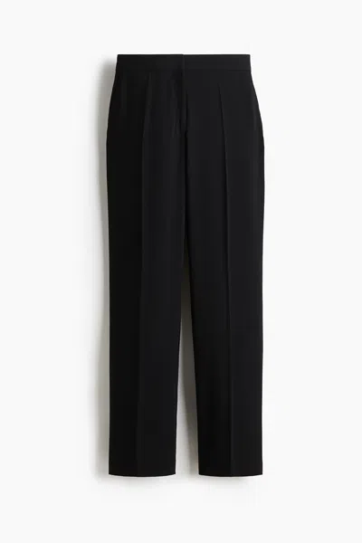 H&m Straight-leg Creased Pants In Black
