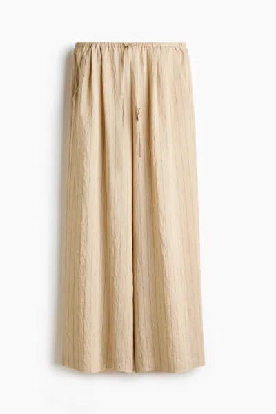 H&m Straight-leg Drawstring Pants In Neutral