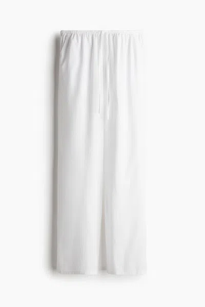 H&m Straight-leg Drawstring Pants In White