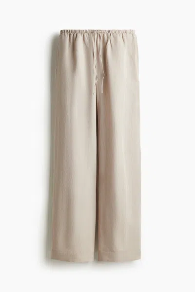H&m Straight-leg Linen-blend Pants In Neutral