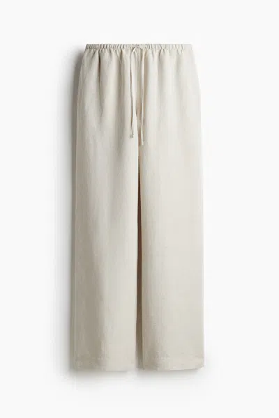 H&m Straight-leg Linen-blend Pants In Neutral