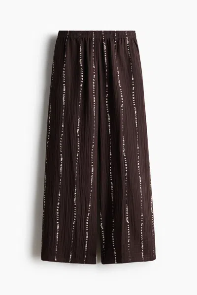 H&m Straight-leg Muslin Pants In Purple