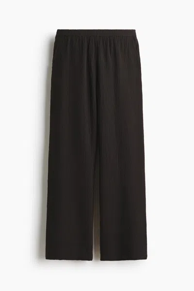 H&m Straight-leg Muslin Pants In Black