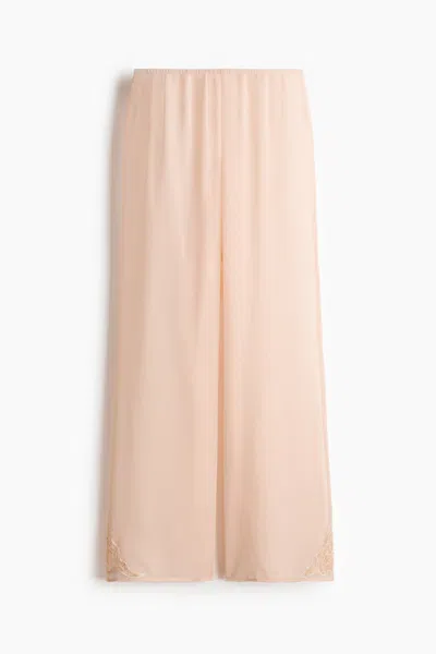 H&m Straight-leg Pants With Beaded Detail In Pink