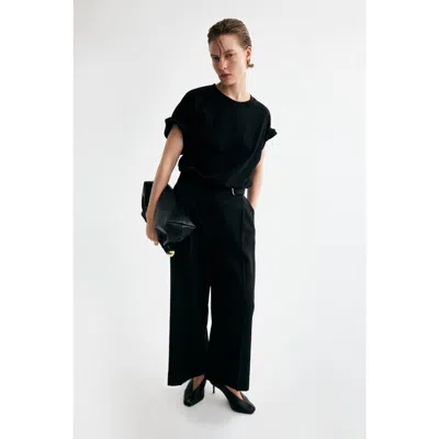 H&m Straight-leg Pants With Belt In Black