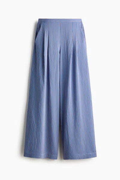 H&m Straight-leg Pull-on Pants In Blue