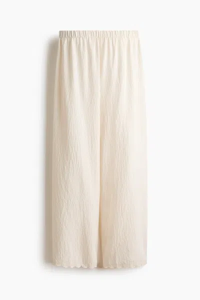 H&m Straight-leg Scalloped Pants In Neutral