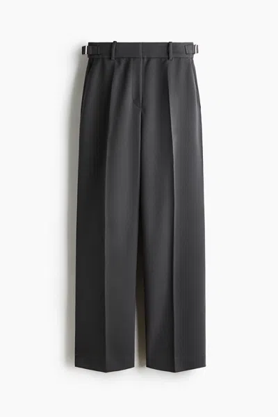 H&m Straight-leg Twill Pants In Gray