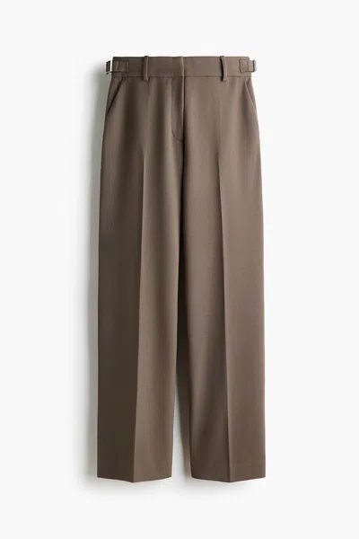 H&m Straight-leg Twill Pants In Gray