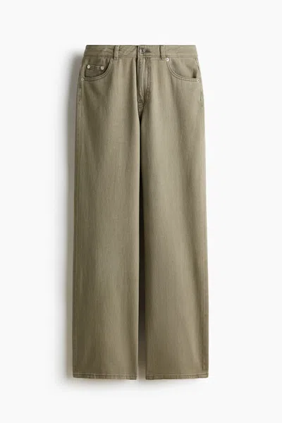 H&m Straight-leg Twill Pants In Green