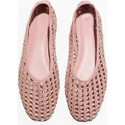 H&m Straw Ballet Flats In Pink