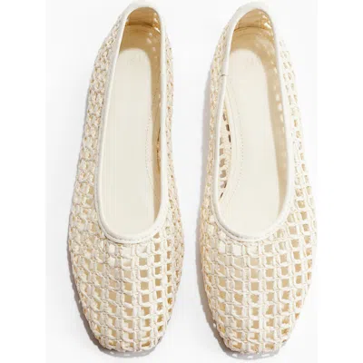 H&m Straw Ballet Flats In White