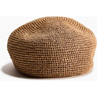 H&m Straw Beret In Gold